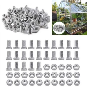 50/100Stk Hammerkopfschrauben M6 Aluminium Gewächshaus Schrauben + Flanschmutter - Bild 1 von 8