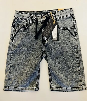 Shorts jeans masculino BECKARO pintura desgastada respingos branqueados tamanho 10A - Imagem 1 de 4