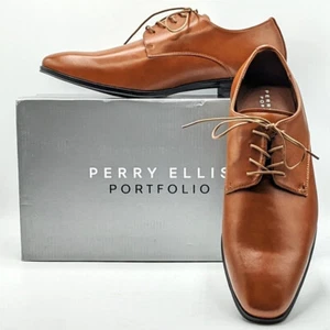 Perry Ellis Men’s Faux Leather Derby Lace-Up Dress or Casual Shoe [Brown] - NEW - Picture 1 of 7
