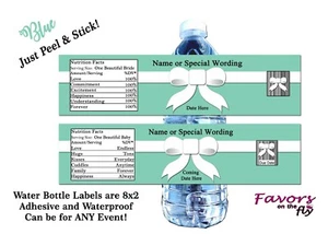 30 Blue Baby Bridal Shower Wedding Birthday Water Bottle Labels Personalized  - Picture 1 of 1