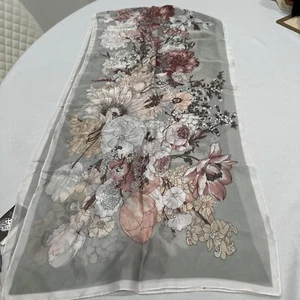 New Vince Camuto Shadow Floral 100% Polyester Oblong Scarf 18"X72” Vintage - Picture 1 of 8