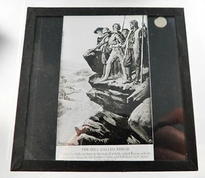 Antike Glas s/w magische Laterne Dia Pilger Fortschritt Hügel genannt Fehler - Bild 1 von 3