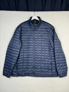 The North Face Thermoball Eco Jacket Men's 2XL Navy Quilted Spellout Logo Zip Up - Picture 1 of 24