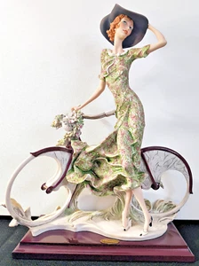Giuseppe Armani Porcelain . Girl With Bicycle . Spring . 0539C . 15 in. . Italy - Picture 1 of 24