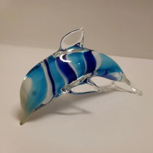 Chesapeake Bay Glass Blue Layered Dolphin 6 Inches - Picture 1 of 12