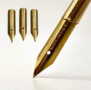 x3 Hunt Co Fountain Pen Nibs 745 F Alloy Tipped Gold Plated Vintage NOS Size 2 - Picture 1 of 10