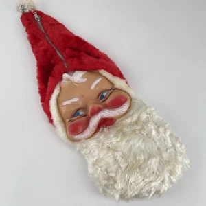 Vintage Natale Bijou giocattolo gomma faccia Babbo Natale peluche calza cerniera pigiama borsa anni 50 - Foto 1 di 11
