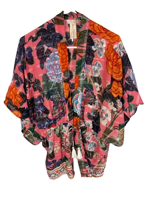 FREE PEOPLE Top Transparente Cubrir Corbata Frontal Boho Playa Cottagecore Campesino Foto 1 de 4