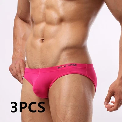 3 PIEZAS/LOTE Nuevo Para Hombre Ropa Interior Calzoncillos Cintura Baja Bragas Bikini Abultado S-XL Foto 1 de 4