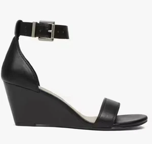 Call It Spring Black Wedge Sandals Size 5 Brand New Vegan Free P&P - Picture 1 of 11