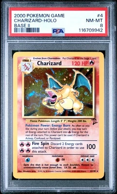 2000 Pokemon Game Base Ii #4 Charizard-Holo Base 2 PSA 8 - Image 1 of 2