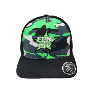 EPIC UTV Green Camo Black Wide Brim Hat Cap Adjustable Snapback Mesh Men's NWOT - Picture 1 of 9