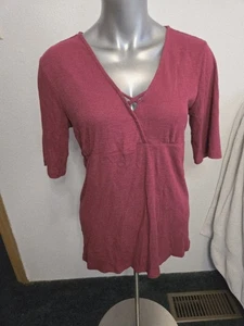 No Boundaries Damen-Top Shirt weinrot halbarm V-Kurve Größe XL/XG... - Bild 1 von 8
