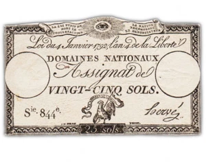 Assignat 25 SOLS 1792 - FRANKREICH - Serie 844 - Jahr 4 - Bild 1 von 3