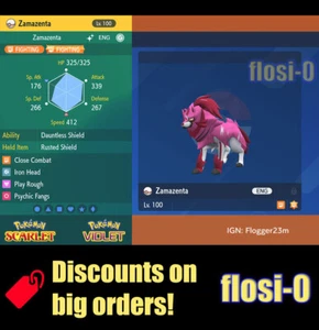 6IV Lucido Zamazenta Pokémon Scarlatto e Viola - Foto 1 di 1