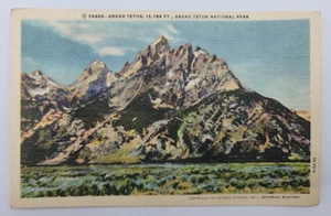 Grand Teton 13766 ft Yellowstone National Park WY Wyoming Linen White Border - Picture 1 of 9