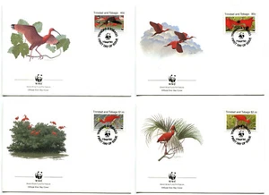 WWF E85 Trinidad and Tobago 4 FDC 1990 Birds - Scarlet ibis - Picture 1 of 1