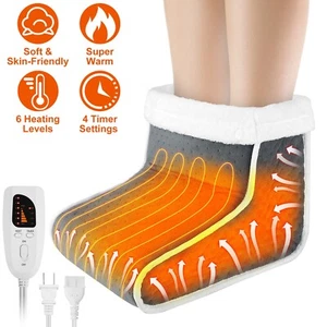 6 Level Electric Heated Feet Leg Warmer Heating Pad for Foot Super Soft Washable - Picture 1 of 12