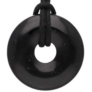 Colgante Turmalina Negra/Schörl Donut 30 mm con Cinta de Algodón|Joyería de Piedras Preciosas - Imagen 1 de 6