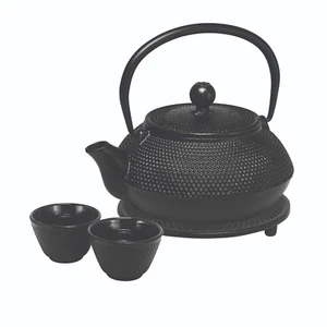 Juego de tetera de hierro fundido Avanti 800 ml Hobnail tetera/cafetera negra con colador - Imagen 1 de 7
