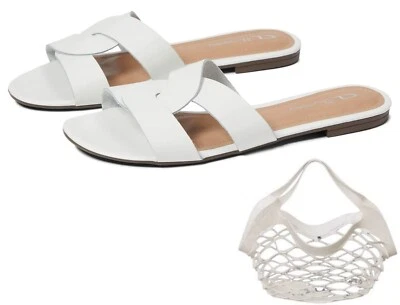 Sandalia china de lavandería Anita talla 9 deslizable de cuero genuino + bolso a juego GRATIS Foto 1 de 4