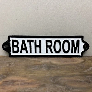 Bathroom Door Sign - Black And White Bathroom Sign - Rustic Quality - Cast Iron - Picture 1 of 3