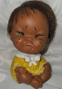 Vintage Hawaiian DOLL POUTY FACE 3.75" SAD FACE Soft Rubber HONGKONG - Picture 1 of 5