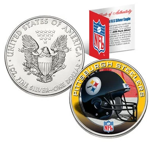 PITTSBURGH STEELERS 1 Oz American Silver Eagle $1 US Coin Colorized NFL LICENSED - Picture 1 of 1