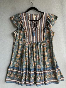 Matilda Jane Heart to Heart Pasture Floral Flutter Sleeve Dress Medium - Picture 1 of 7