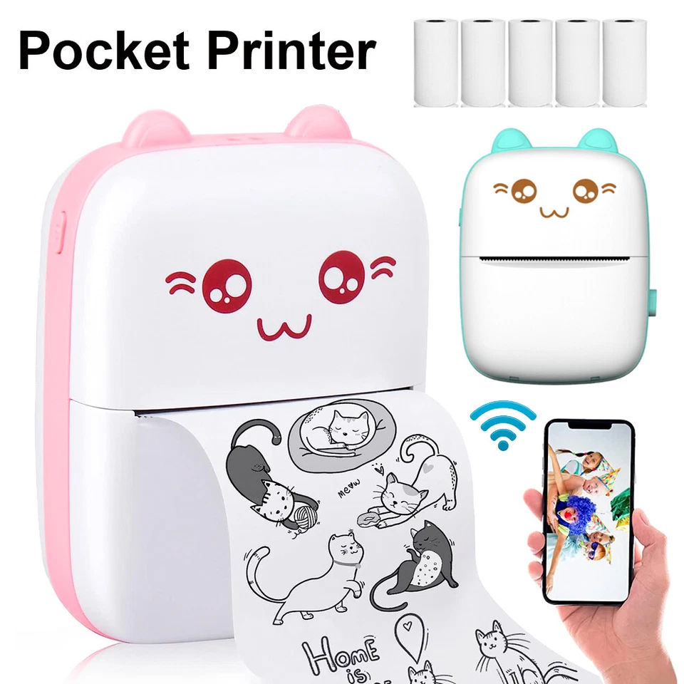 Portable Mini Thermal Printer Pocket Photo Printer Wireless Bluetooth Printing - Image 1 of 4