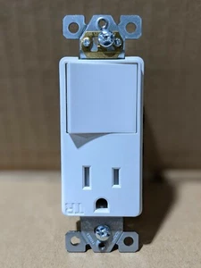 Combo de dispositivo resistente a la manipulación interruptor decorativo TR polo único blanco - Imagen 1 de 3