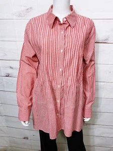 Camisa para mujer Orvis talla L roja y blanca a rayas abotonada manga larga - Imagen 1 de 6