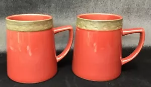 2 Sango Rustic Cranberry Coffee Tea Mug Set Replacement Red Dinnerware Mugs EXC! - Picture 1 of 4