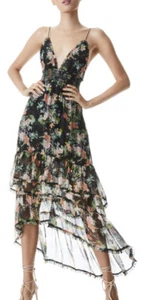 Alice + Olive Imogene Floral High-Low Silk Dress 12 new - Picture 1 of 12