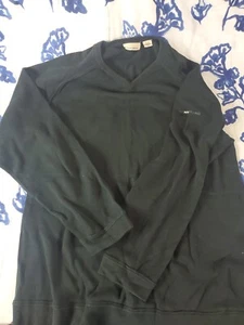 Vtg Y2K DKNY Jeans V-neck Thermal Pullover Sweater Black 2XL Sleeve Logo Nice - Picture 1 of 5
