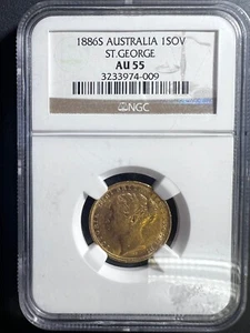 1886-S AUSTRALIA SOVEREIGN ~ NGC AU55 ~BEAUTIFUL GOLD COIN - Picture 1 of 4