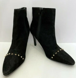 Nina New York Womens Stiletto Ankle Bootie Size 8M Black Crushed Velvet Upper - Picture 1 of 11