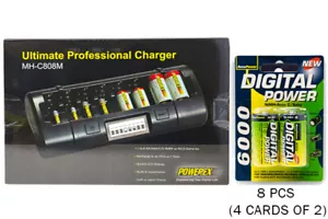 8 Bay LCD Maha Powerex Battery Charger + 8 C AccuPower NiMH Batteries (6000 mAh) - Picture 1 of 1