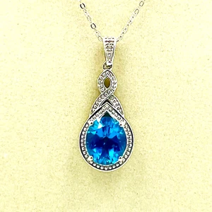 Collana argento sterling italiano pendente quarzo pavone crisos nuova senza etichette - Foto 1 di 19