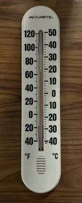 AcuRiite 16” White Plastic Thermometer INDOOR/OUTDOOR USED FAST SHIPPING WORKING - Image 1 of 3