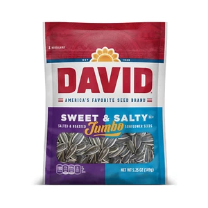DAVID Seeds Sweet and Salty Salted and Roasted Jumbo Sunflower Seeds 12 Pack - Picture 1 of 9