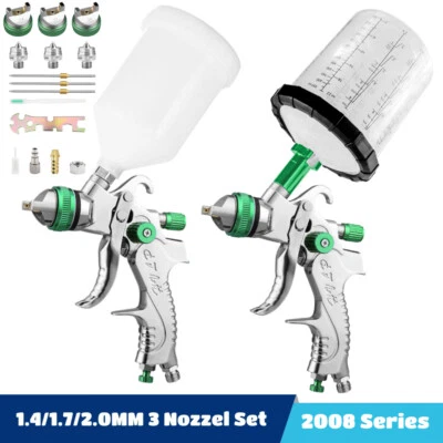 2008 Series HVLP Air Paint Spray Gun Kit Car Auto Primer 1.4/1.7/2.0MM Nozzles - Image 1 of 4