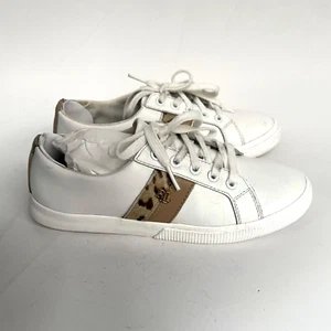 Ralph Lauren Janson II Women's White Leather Sneaker - Low top Lace Up Size US 7 - Picture 1 of 20