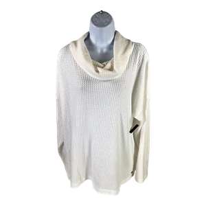 NEW Andrew Marc Sport Women’s White Waffle Knit Cowl Neck Sweater - Plus 1X - Picture 1 of 5
