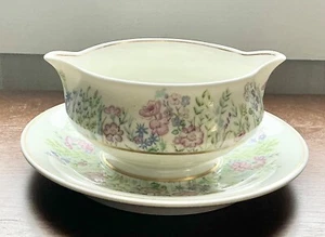 Barca vintage Haviland Rock Garden Gravy con sottopiatto attaccato Limoges Frances - Foto 1 di 4