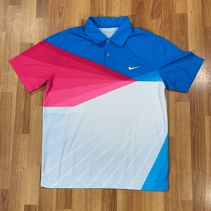 Nike Polo Uomo Medium Tour Perfourmance Blu Rosso Bianco Casual Golf - Foto 1 di 9