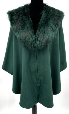 Capa de cuello extraíble de piel sintética para mujer Adrienne Landau talla M/L verde lana sintética Foto 1 de 4