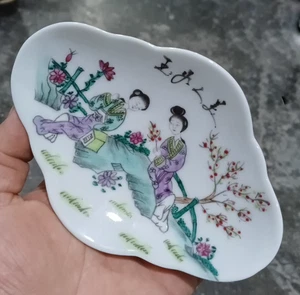 Nice Collectable Art Hand Painting Famille Rose Porcelain Figure Plate - Picture 1 of 5