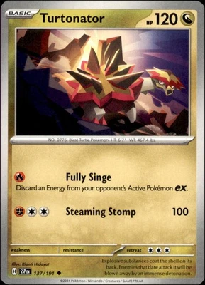 Pokemon - 2X Turtonator #137/191 - SV08: Surging Sparks Uncommon - Image 1 of 2