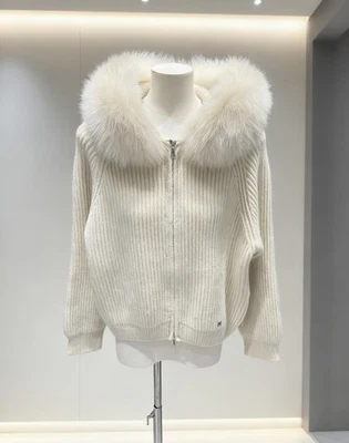 2025 Fox Fur Coat Women's Short Hooded Fur Coat Fashion Luxury Knitted Cardigan - Imagem 1 de 4